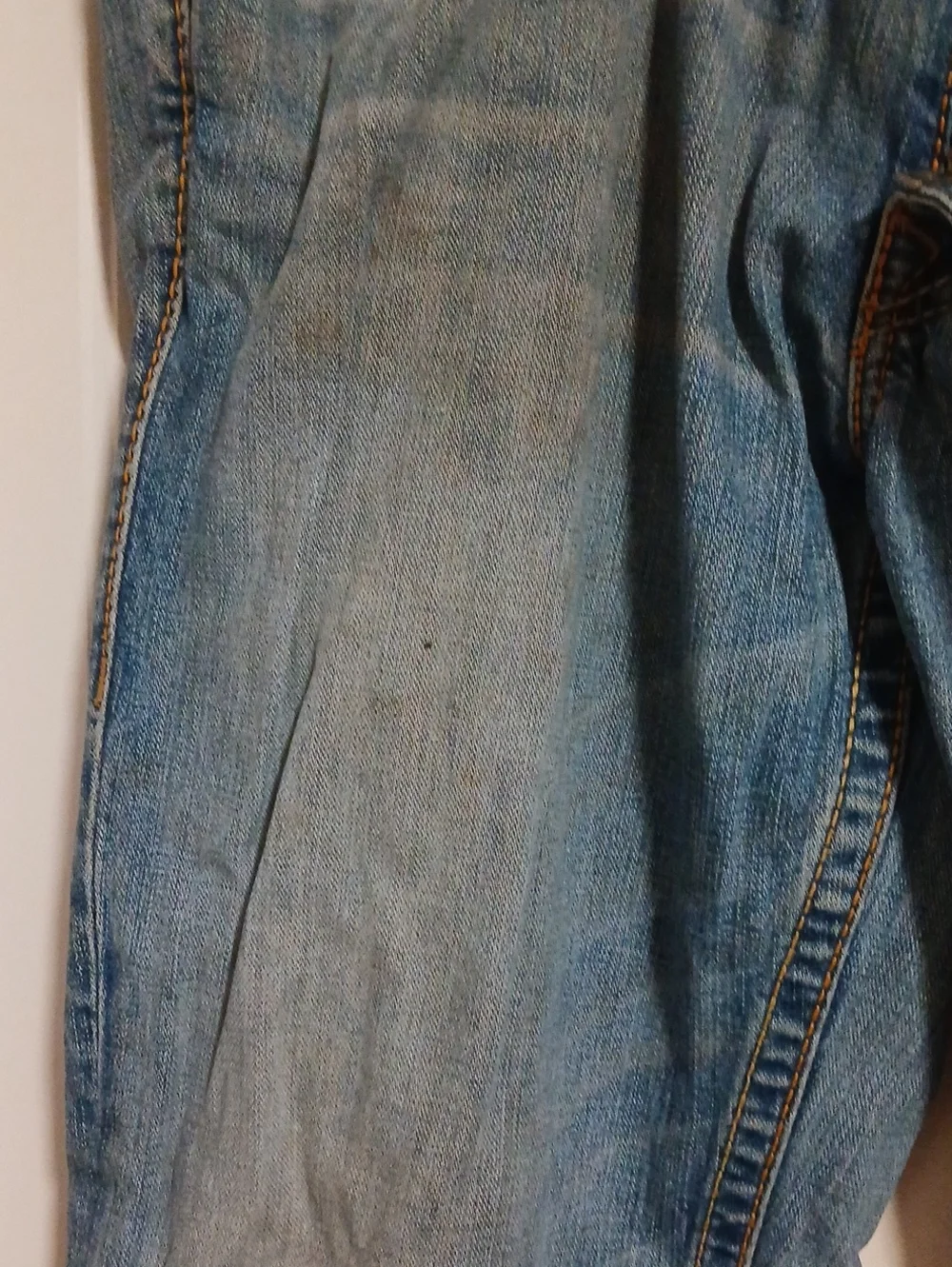 True Religion Straight Leg Jeans Light Blue Wash 42 X 30 Men's Thrashed As Is